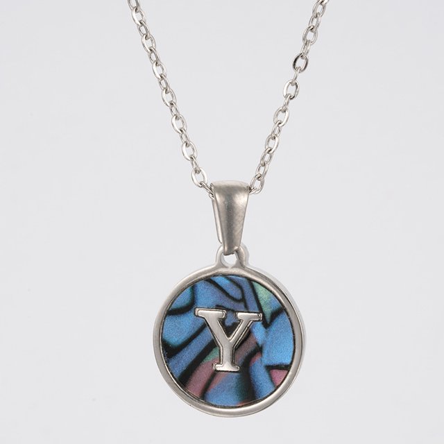 Colliers, Collier Lettre Coquille Mignonne pour Filles, Pendentifs Pièce pour Filles en Acier Inoxydable Colliers Initiale pour Femmes Bijoux Rond