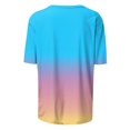 thumbnail image 4 of Pisexur Hauts de Printemps pour Femmes 2025, Hauts pour Femmes, T-shirt à Col Rond Plissé à Manches 3/4 pour Femmes, Coupe Ample, Manches Raccourcies, Bleu Ciel, P, 4 of 8