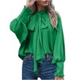 thumbnail image 1 of Timegard T Shirts for Women Ruffle Long Sleeve Crew Neck Tops Soft Solid Color Casual Loose Dressy Blouses, 1 of 5