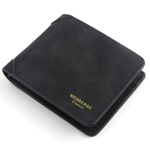 Men's Wallet Faux Leather Matte Bifold Wallet Credit Card Holder with ID Window