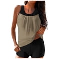 thumbnail image 2 of UPPADA 2 Piece Full Coverage Swimsuits for Women Floral Athleti Crewneck Bathing Suits High Waisted Tummy Control Modest Swimwear Comfy Tankini Top with Shorts Women Beach Fashion Swimsuit Khaki,L, 2 of 5
