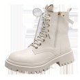 thumbnail image 2 of B91xZ Platform Chelsea Boots Comfort Slip-On Waterproof Leather Platform Booties,Beige 6.5, 2 of 4