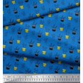 thumbnail image 2 of Soimoi Blue Moss Georgette Fabric Cactus Leaves Print Fabric by the Yard 44 Inch Wide, 2 of 3