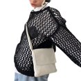 thumbnail image 3 of Pull-over en Crochet Découpé pour Femmes Couleur Unie Manches Longues Pull Court Transparent en Résille, 3 of 5