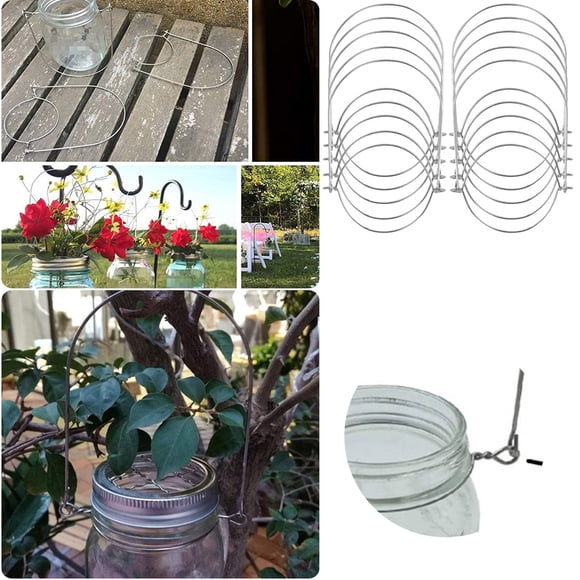 Hanging Hardware for Canning Jars—Stainless Steel Wire Handles 10-Pack for Safe Gripping and Lids Kitchen Organization Durable Metal Hooks