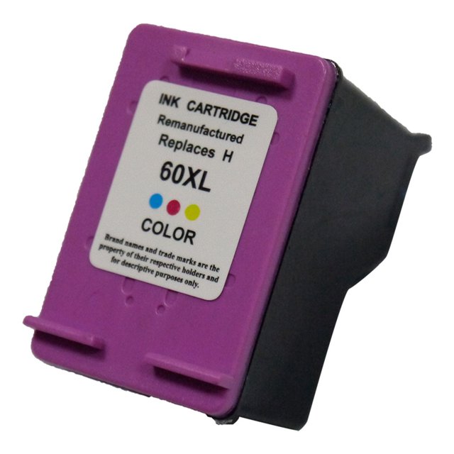 L-ink Compatible HP 60XL High Yield Tri-colour Ink Cartridge (CC644AN) with purple plastic casing and white label indicating remanufactured tri-color ink replacement for HP 60XL, suitable for printers and printing consumables in the Electronics Printers & Supplies category.