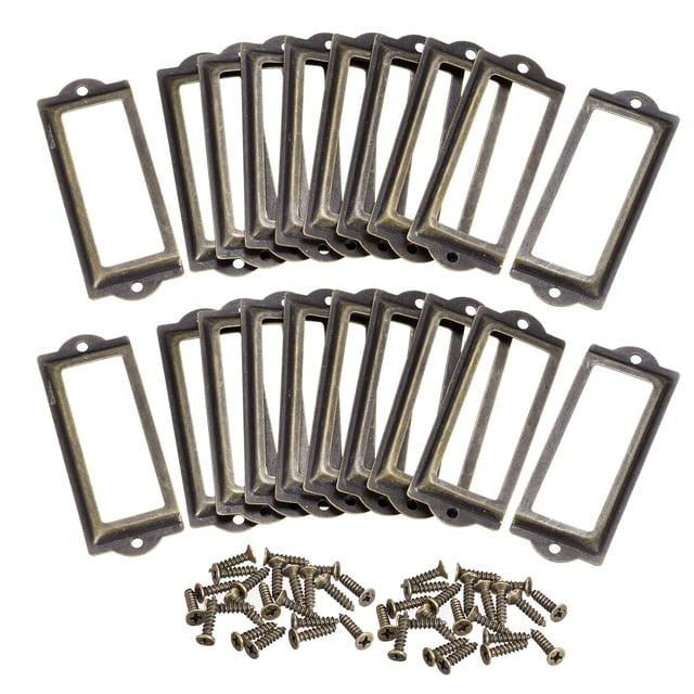 Unique Bargains 83x30mm Drawer Tag Label Metal Label Holder File Tag Frames Bronze Tone 30 Pack