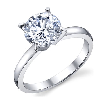 Women's 2Ct. Solitaire Round Brilliant Cubic Zirconia Sterling Silver 925 Wedding Engagement Ring