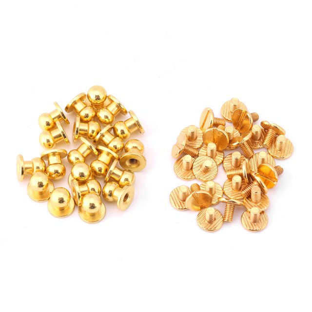 20 Pcs Tête Ronde en Cuivre Massif Rivet Bouton Accessoires en Cuir DIY (10*8mm Or)