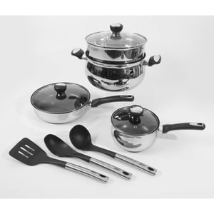 Oster Baldwyn 10 Ensemble de vaisselle en acier inoxydable avec outils de cuisine