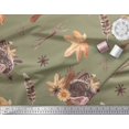 thumbnail image 3 of Soimoi Green Modal Satin Fabric Leaves & Hedgehog Animal Decor Fabric Printed Yard 42 Inch Wide, 3 of 3