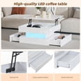 thumbnail image 4 of Homy Casa Lift-Top Square Coffee Table with 2 Drawers and LED Lights, Compact High-Gloss White Table, 4 of 11