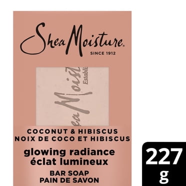 SheaMoisture Bar Soap 227g Glowing Radiance Coconut and Hibiscus with 24h shea moisture nutrients for Healthy, Glowing Skin