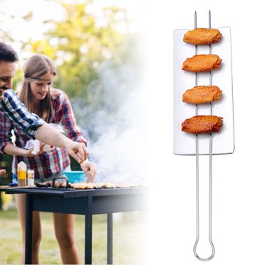 Brochettes en Métal pour Gril, Bâtonnets Aiguilles pour BBQ, Bâtonnets de Grillade Réutilisables en Métal, Brochettes de Barbecue, Brochettes Résistantes aux Hautes Températures pour la Cuisson Extérieure, Lot de 6