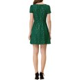 thumbnail image 3 of INSPIRE CHIC Women's Printed Square Neck Short Sleeve A-Line Prom Dress S Dark Green-Stars, 3 of 7