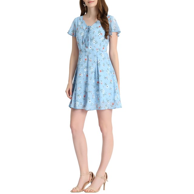 INSPIRE CHIC Robe en Mousseline à Lacets à Fleurs pour Femme