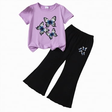 gdxvjhbj Vacation Outfits Girls Girls 2 Piece Outfit Tropical Crop Cami Tops and Pants Set Size 6-7 (G,6-7 Years)