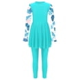 thumbnail image 3 of RUNQHUI Kids Girls UPF 50+ Rash Guard Swimsuits 2 Pieces Long Sleeves Dress with Pants Set Lake Green 14, 3 of 7