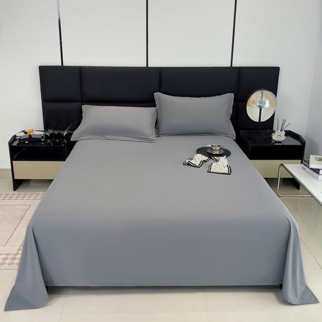 Aodebiao Double Brushed Polyester Bed Sheet - Queen Size (98x90in) - Ultra Soft Solid Color Dorm Sheet Set - Wrinkle & Shrink Resistant (8 Colors)