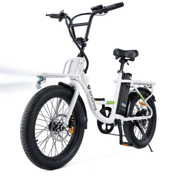 isinwheel U7 Vélo Électrique pour Adultes, Vélo Cargo Électrique 500W jusqu'à 88 km et 20 Mi/h, Vélos Électriques 26 Pouces avec Batterie Amovible 48V 10,4h (Blanc)