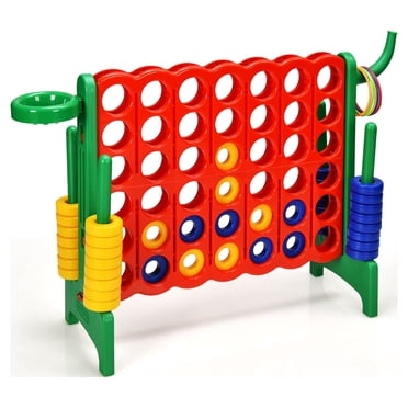 Costway 4-in-A Row Giant Game Set w/Basketball Hoop for Kids & Adults Green