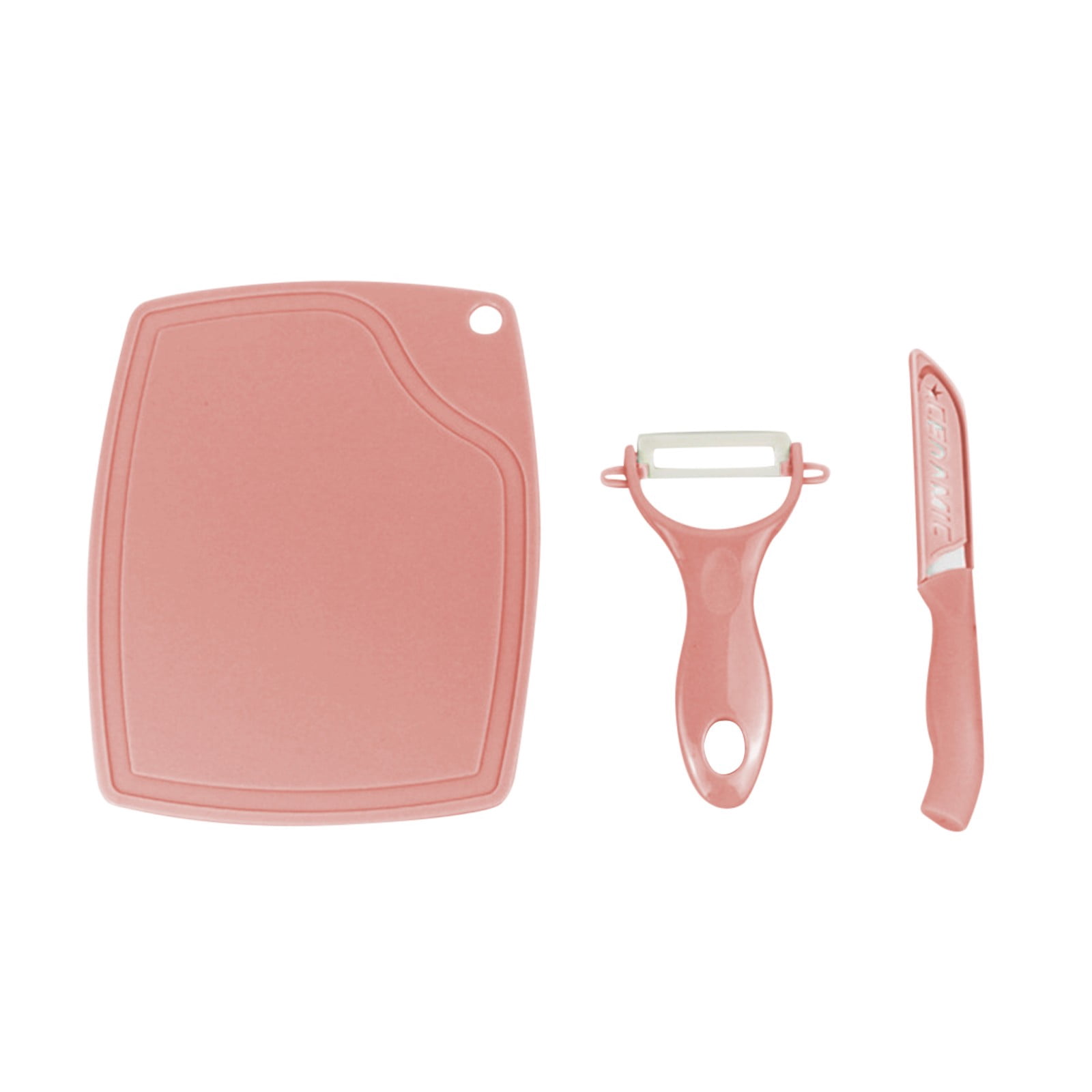 Ceramic Set with Fruit Vegetable Peeler Knife Mini Cutting Board Colorful Kitchen Tools 3PCS