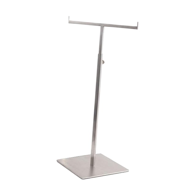 DOLITY Metal Bag Display Rack,Handbag Display Stand,Double Hook Stainless Steel,T Shape Freestanding Holder for Boutique Store,Wallet brushed square tube