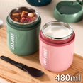 thumbnail image 2 of JUNWELL Vacuum-Insulated Food Jar with Spoon 16.2 Oz Food Thermos Hot Food Flasks Vacuum Insulated Lunch Thermos Leakproof Food Jar Portable Thermal Soup Bowl for Lunch Soup Kids School, 2 of 10
