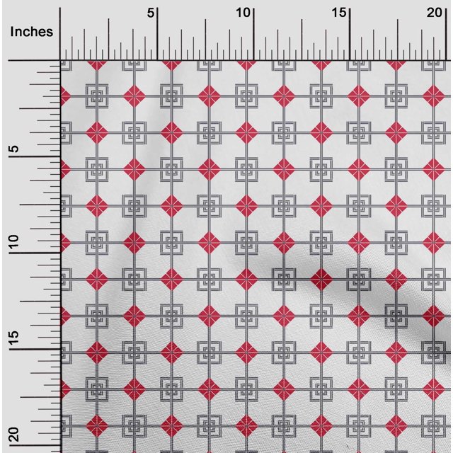 oneOone Cotton Silk Fabric Square & Triangle Geometric Fabric Prints By Yard 42 Inch Wide