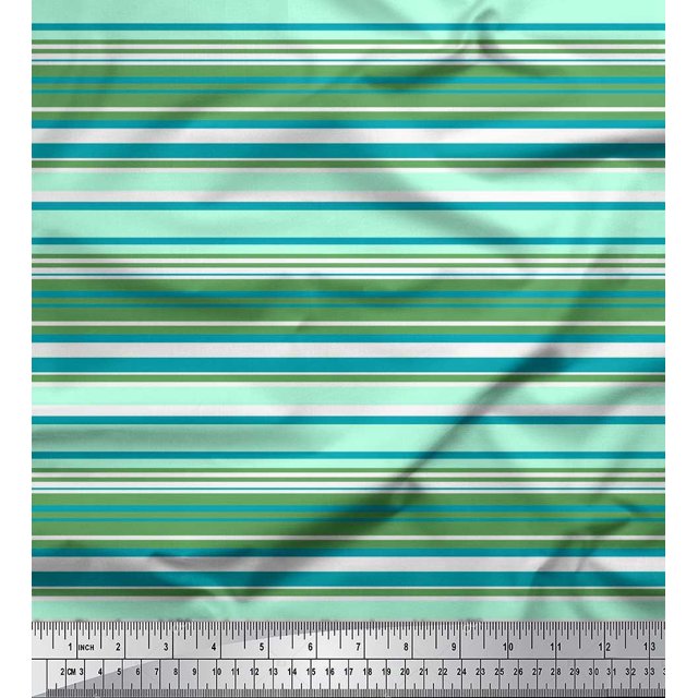 Soimoi Poly Georgette Fabric Horizontal Stripe Printed Fabric 1 Yard 42 Inch Wide