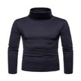 thumbnail image 2 of Chandail à Col Roulé pour Homme, Décontracté, Basique, Coupe Ajustée, Léger, Manches Longues, T-Shirt, Gris Foncé, TTG, 2 of 5