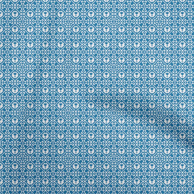 oneOone Velvet Blue Fabric Asian Block Sewing Craft Projects Fabric Prints By Yard 58 Inch Wide