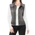 thumbnail image 1 of INSPIRE CHIC Women's Washed Denim Button Sleeveless Vest Jacket with Pockets S Gray, 1 of 4