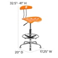 thumbnail image 2 of Vibrant Orange and Chrome Drafting Stool with Tractor Seat, 2 of 9