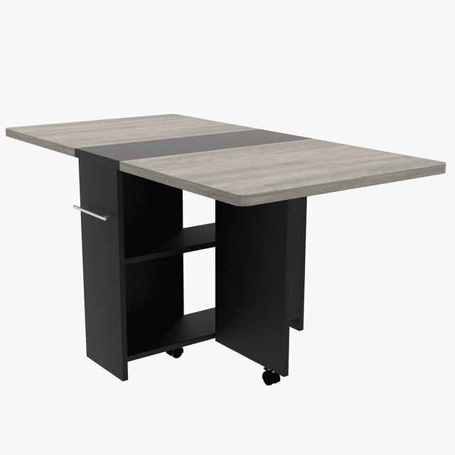 Drop Leaf Table for Small Spaces, Movable & Foldable Dining Table with 2-Tier Storage Shelf, Extendable Dining Table for 4, Ideal for Kitchen Dining Room Apartment