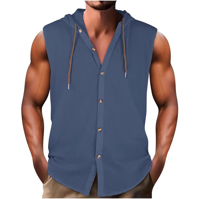 Birdeem Vest for Men Men Casual Solid Color Solid Color Sleeveless Hooded Blouse