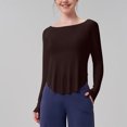 thumbnail image 2 of Timegard Workout Tops for Women Scoop Neck Long Sleeve Crop Tops Irregularly Athletic Running Tee Shirts, 2 of 5