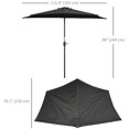thumbnail image 3 of Outsunny Parasol Demi-Parasol de Patio 9,8 Pi Pare-Soleil, Manivelle, Noir, 3 of 10