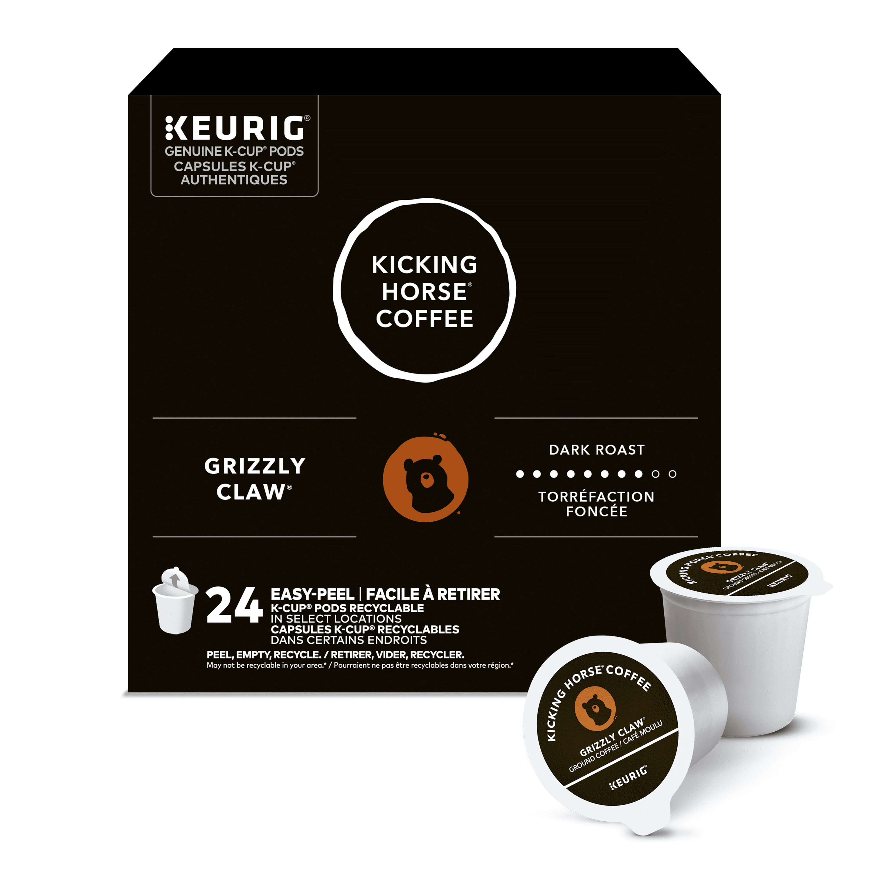 Capsules de café Kicking Horse Grizzly Claw, torréfaction foncée, format K-Cup
