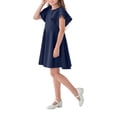 thumbnail image 3 of QIPOPIQ Robe Patineuse de Fête pour Fille à Manches Courtes, Décontractée, Vintage, Col Peter Pan, Coupe Évasée, avec Poches, 4-12 Ans, Liquidation, 3 of 4