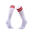 thumbnail image 2 of mmirethe Chaussettes Athlétiques en Tissu Doux pour la Peau pour Joueurs de Football et de Hockey Chaussettes de Football à Tube Long Éviter les Blessures Directes Rayures Rouges, 2 of 6