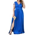 thumbnail image 1 of KVMeteor Women's Plus Size Deep V Neck Lace Split Sleeveless Dress, 1 of 6