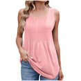 thumbnail image 1 of hotojiny Hauts Grande Taille pour Femmes 2025 Débardeur Plissé Fluide à Col Rond Tendance Blouse Décontractée Habillée Unie, 1 of 6
