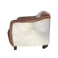 thumbnail image 3 of ACME Brancaster Retro Brown Top Grain Leather and Aluminum Loveseat, 3 of 5