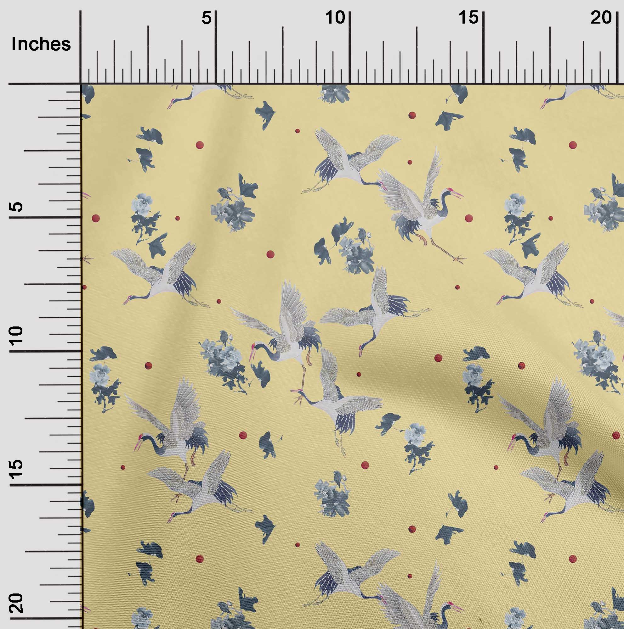 oneOone Viscose Jersey Fabric Dot|Floral & Stork Bird Printed Craft Fabric BTY 60 Inch Wide