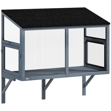 PawHut Enclos Extérieur Catio pour Fenêtre, Niche Extérieure pour Chat, 39,4 Po L, Gris
