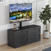 TV Stand with Mount for 32/45/55/65/75/80 inch TVs, Entertainment Center w/ 4 Drawers Storage, Wood Media Console Tables for Bedroom, Living Room, Universal TV Stand Dresser w/Height Adjustable Mount