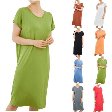 JDQJBZ Robe de Nuit pour Femmes Imprimé Col en V Dentelle Sans Manches Chemises de Nuit Fines Robe de Sommeil