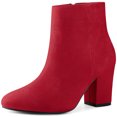 thumbnail image 1 of Unique Bargains Bottines à Talons Hauts Épais à Bout Rond pour Femme Rouge (Taille 7), 1 of 6