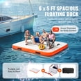 thumbnail image 3 of KFFKFF Inflatable Floating Dock, 6 x 5FT Inflatable Dock Platform, Non-Slip Water Floating Dock Mat with Portable Carrying Bag & Detachable Ladder, Floating Platform Island Raft for Pool Beach Ocean, 3 of 9